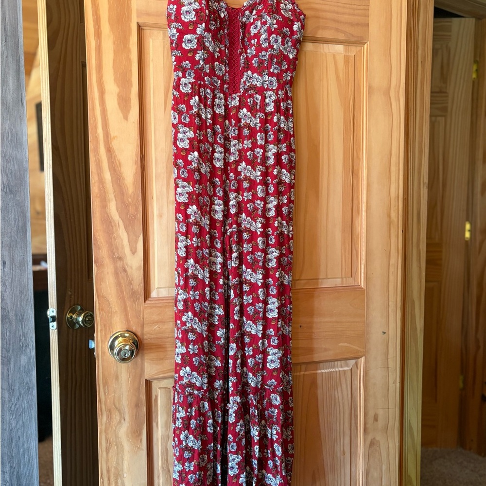 American Eagle Outfitters Boho Cottagecore Floral Jumpsuit with Flare Leg. 2 - Picture 6 of 13